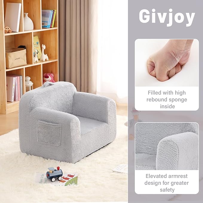Toddler Chair Plush Kids Couch, Comfy Kids Sofa Toddler Lounger Chair - Image 6
