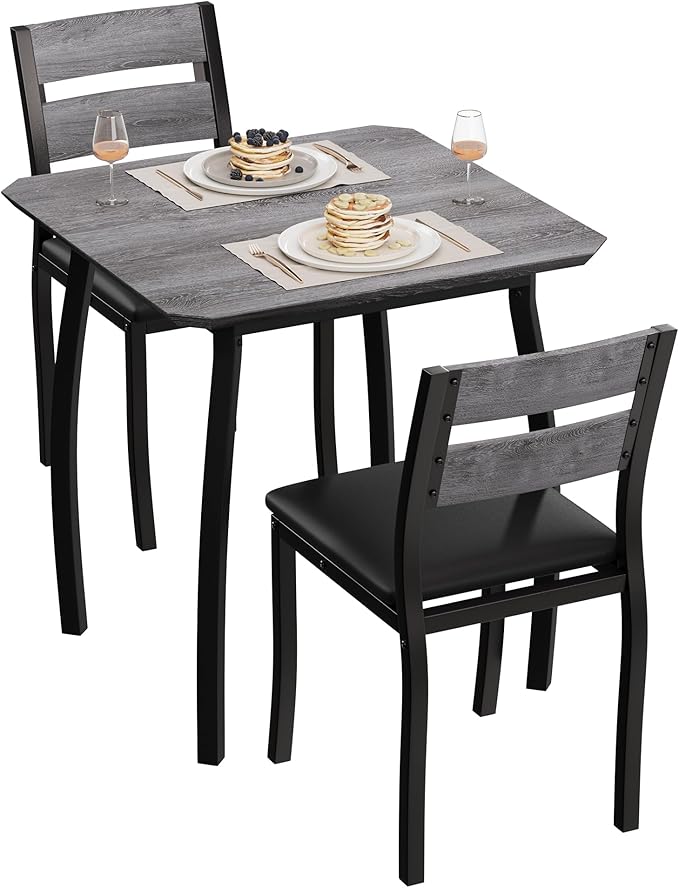 Small Dining Table Set for 2, 3-Piece Kitchen Table Set by IDEALHOUSE