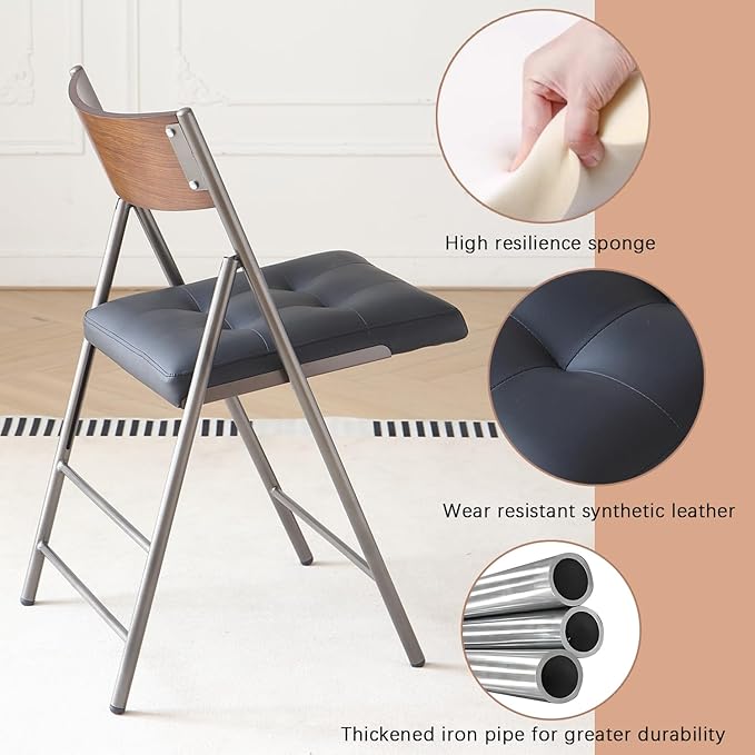 2 Pack Folding Chairs with Thick Padded Seat, Heavy Duty Steel Frame Foldable - Image 6