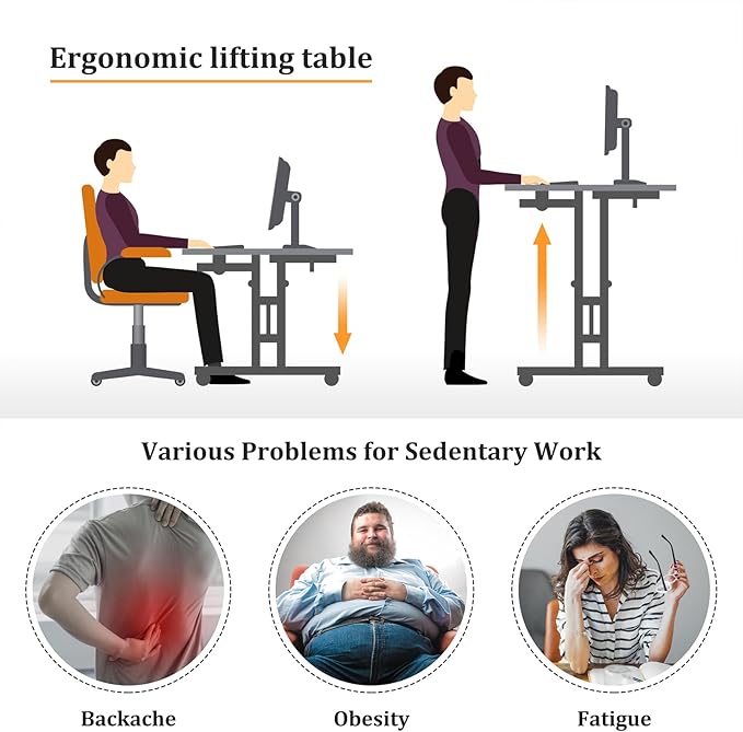Small Standing Desk with Wheels, Mobile Stand Up Desk, Portable Standing Table - Image 6