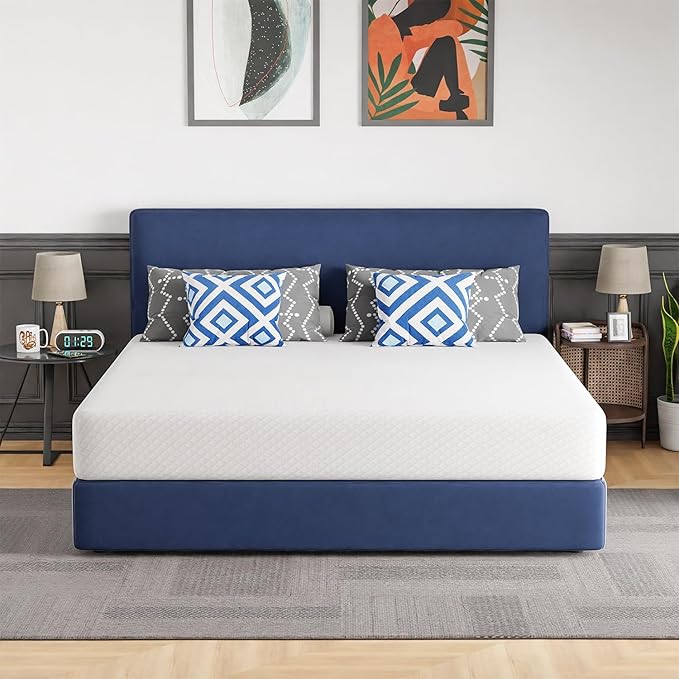 FDW | 10 Inch King Mattress | Medium Firm | Gel Memory Foam Mattress | White | by FDW
