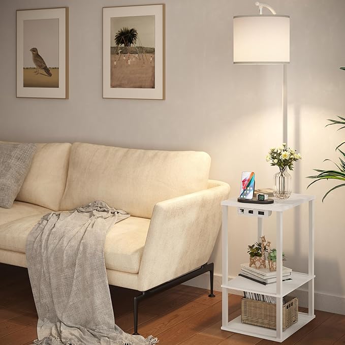SUNMORY Floor Lamp with Table, End Table - Image 2