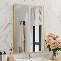 Brushed Gold Mirror, 22x30 Inch Aluminum Framed Rectangle Mirror, Tempered Glass by CLBA