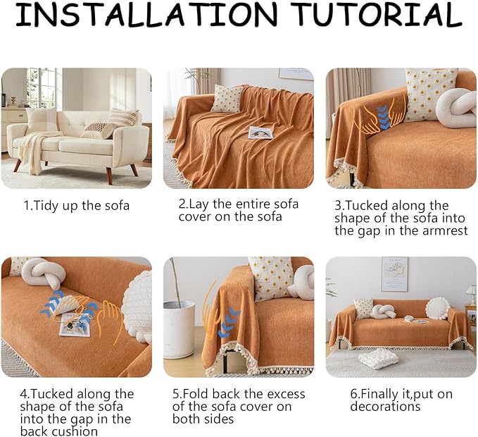 HANDONTIME Dark Orange Sofa Covers - Image 6