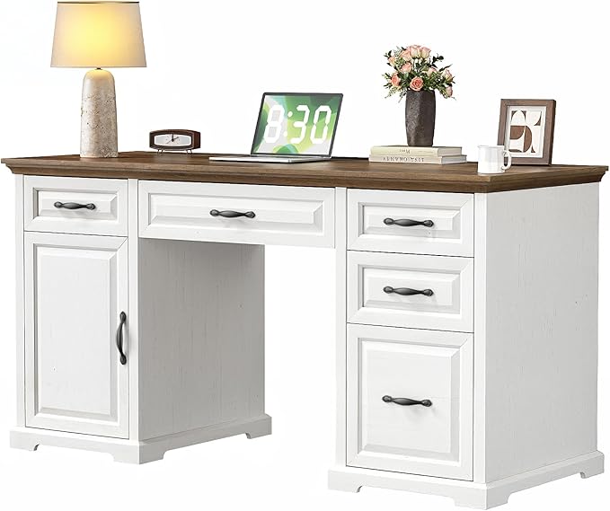 Marsail 60″ Farmhouse Executive Desk, Home Office Desk - Image 3