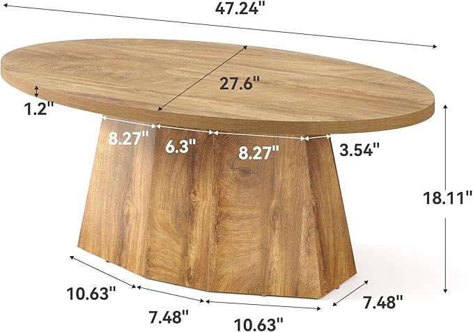 Oval Coffee Table, 47-Inch Living Room Table - Image 2