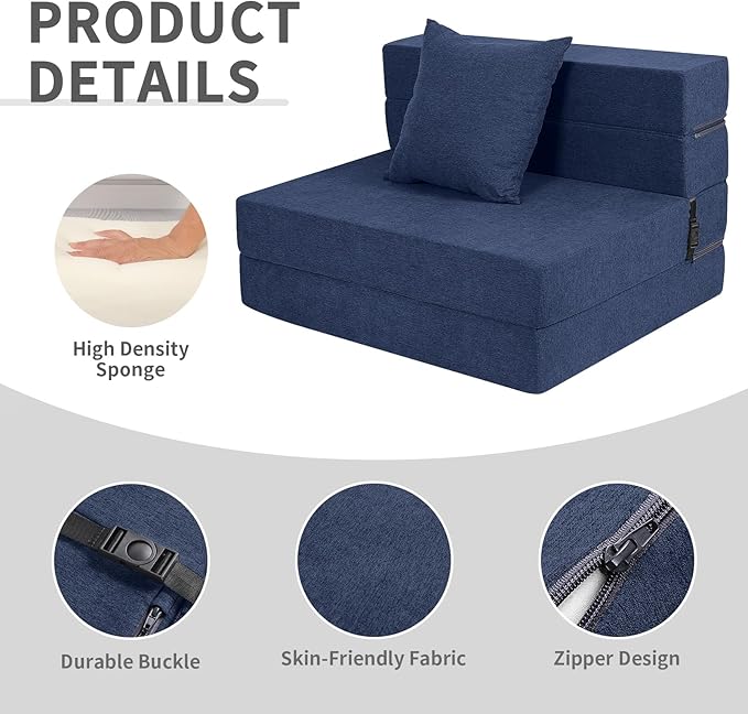 High-Density Memory Foam Folding Sofa Bed - Image 4