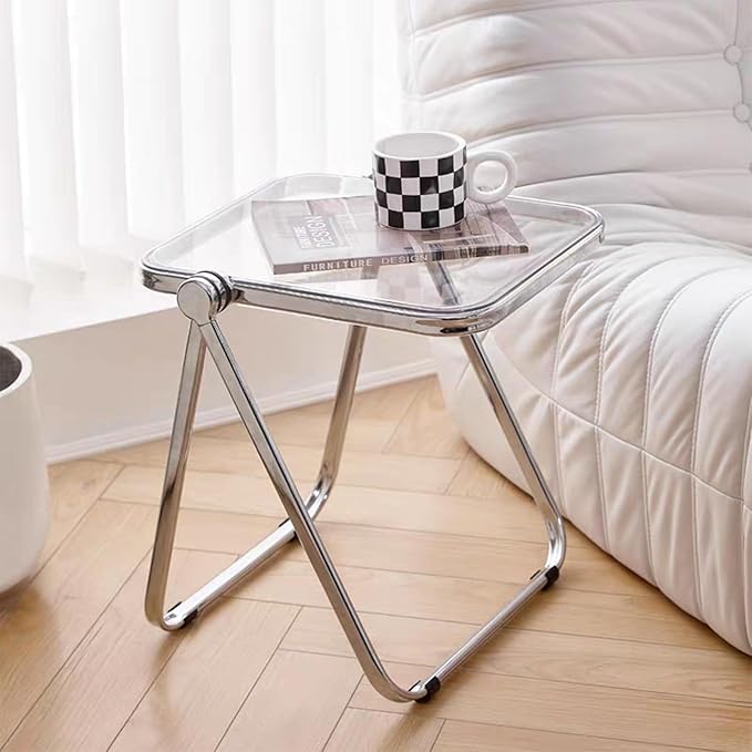 16.2" × 14.1" Acrylic Folding Table, Small Lightweight End Table - Image 5