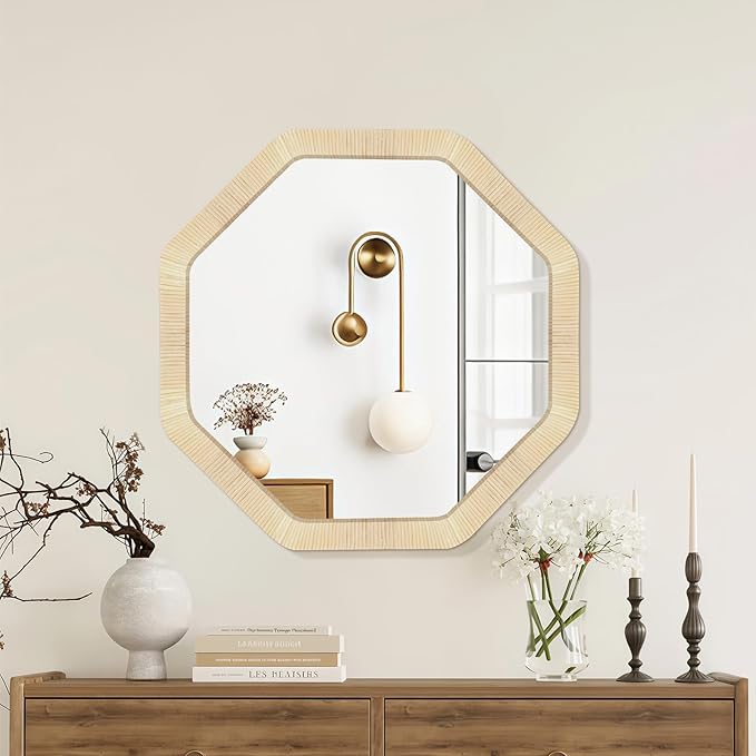 ULIKE Rattan Mirror for Wall, Bathroom 30 Inch Rustic Farmhouse Wall Decor - Image 4
