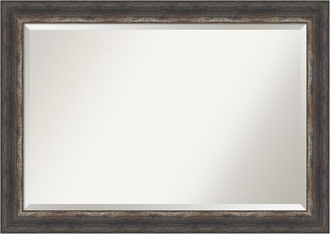 Amanti Art Brown Wall Mirror 29x41 Bark Rustic Char Rectangle Bathroom Mirror by AmantiArt