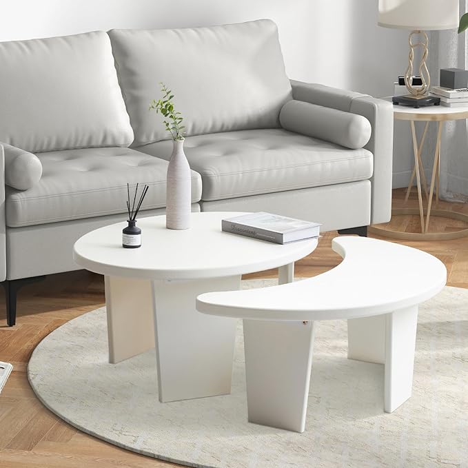 Coffee Table Set of 2, Modern Nesting Tables - Image 7