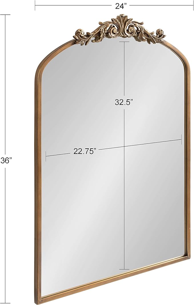 Kate and Laurel Arendahl Traditional Arch Mirror, 24 x 36, Antique Gold - Image 2