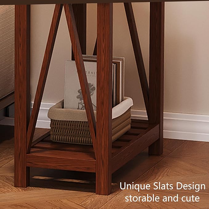 ChooChoo Farmhouse End Table Set of 2, Rustic Vintage Narrow End Side Table - Image 5