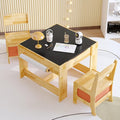 Pinewood Kids Table and Chair Set, 3 in 1 Toddlers Wooden Art Activity Table by Timechee
