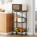 Microwave Cart with Storage, 3-Tier Rolling Kitchen Stand with Wire Basket by Hencawima