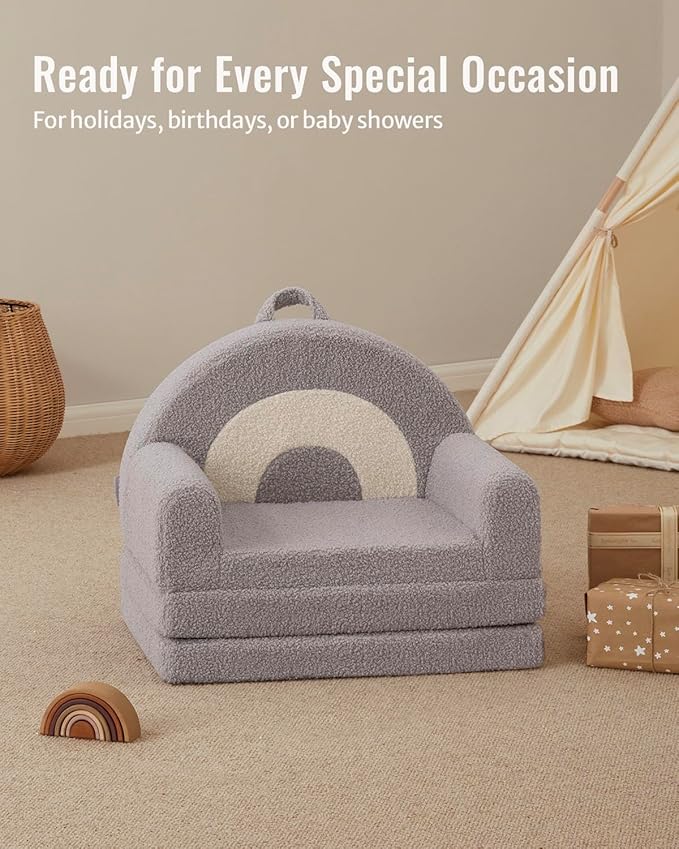 Blissful Diary Foldable Toddler Couch, 2-in-1 Comfy Toddler Chair & Lounger - Image 7