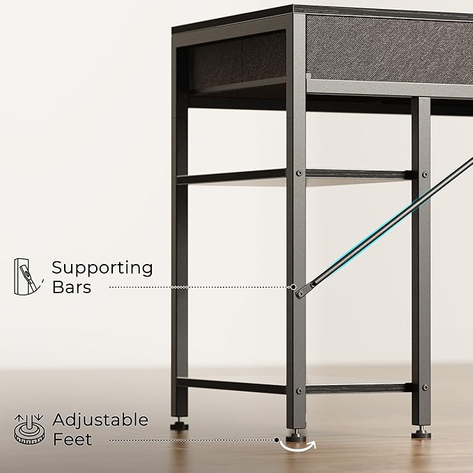 Huuger Computer Desk with 6 Drawers, 47 Inch Office Desk with Shelves, - Image 9