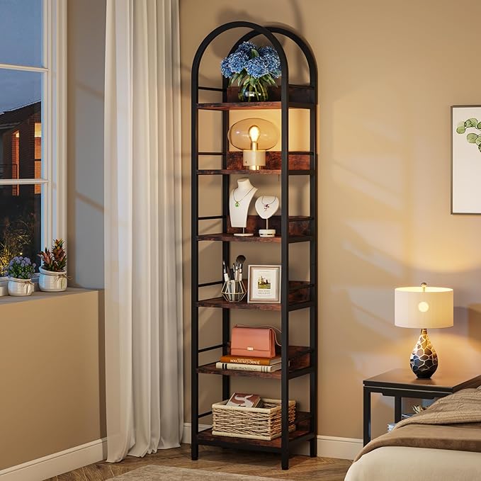 Tribesigns 6-Tier Open Bookshelf, 78.7" Tall Arched Bookcase Narrow Bookshelf - Image 4