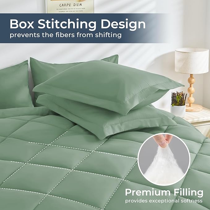 HEVUMYI Light Green Twin Comforter Set - Image 4