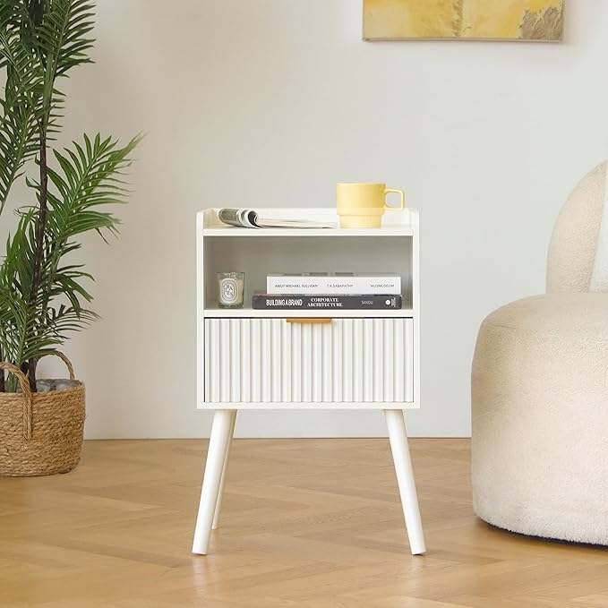 AWASEN White Nightstand, Modern Bedside Table - Image 4