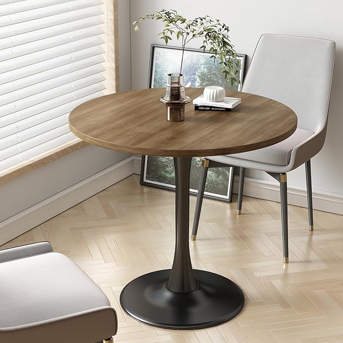 Wood Round Table Modern Dining Table Tulip Round Kitchen Table Wooden Mid by Kasinali