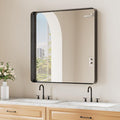 Koonmi Black Wall Mirror for Bathroom, 30x30 Inch Matte Deep Framed Rounded by KOONMI
