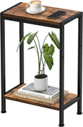 Narrow Side Table for Small Space, 2-Tier Small End Table by HOME