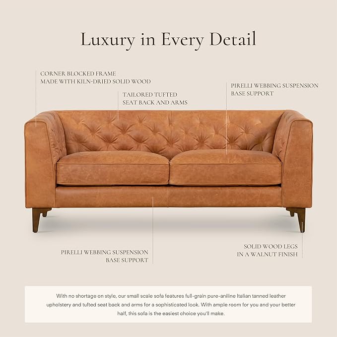 POLY & BARK 74” Essex Apartment Leather Couch - Image 4