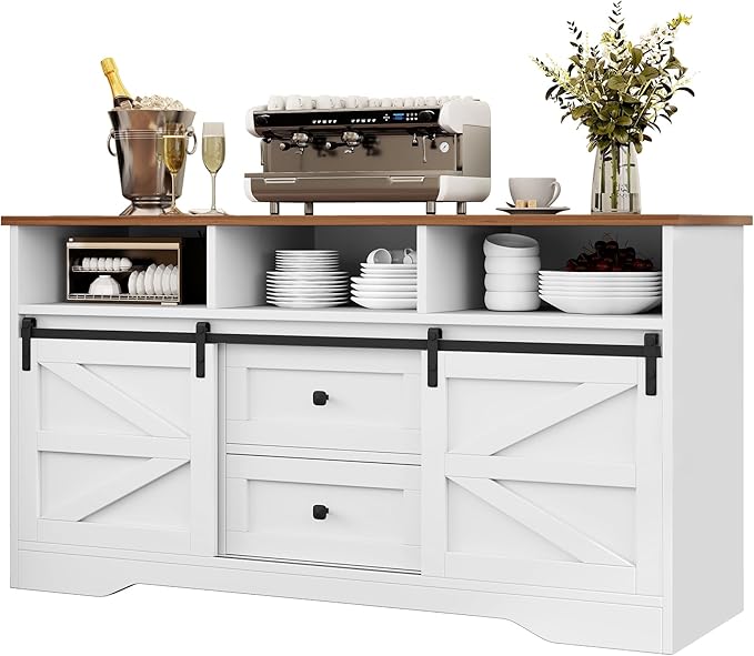 YITAHOME Buffet Cabinet with Drawers, Modern Farmhouse Coffee Bar Station Wood - Image 6