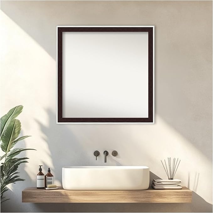 Amanti Art Bathroom Mirror for Over Sink, 29x29 Maya Espresso Silver Square - Image 6