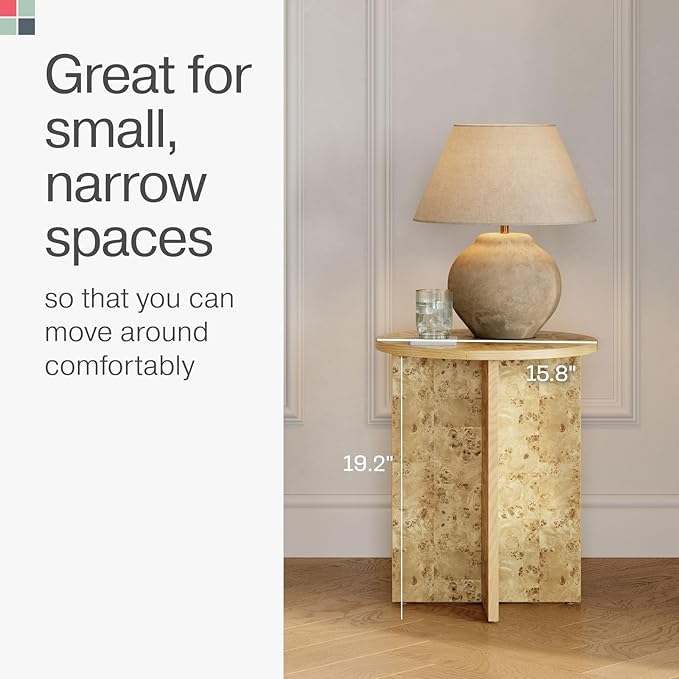 Round Natural Burl End Table for Living Room - Image 4