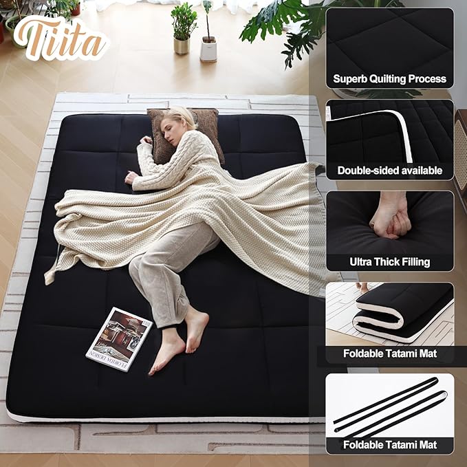 Tiita Floor Mattress Memory Foam Mattress Topper, Portable Roll Up Travel Car - Image 7