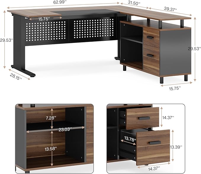 Tribesigns 63 Inch Executive Desk - Image 2