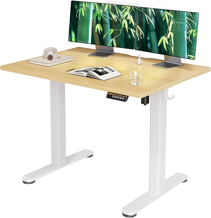 Claiks Bamboo Electric Standing Desk, Adjustable Height Stand up Desk, 40x24 by CLAIKS