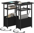Narrow Side Table with Charging Station Set of 2, Small End Table by Unknown
