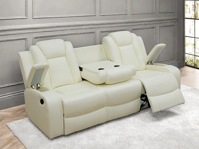 Leather Recliner Sofa Couch, 3-Seater Home Theater Seating Reclining Sofa - Image 6
