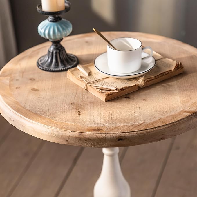 Round Side Table Living Room, Vintage End Table, French Country Round Table - Image 4
