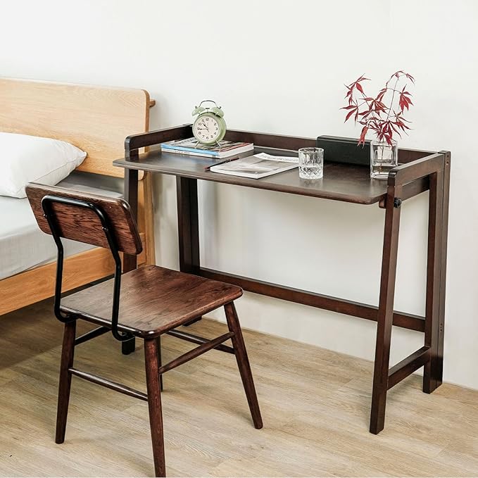 Computer Desk, Foldable Desk, Home Office Desks, Solid Wood Writing Desk by Cttasty