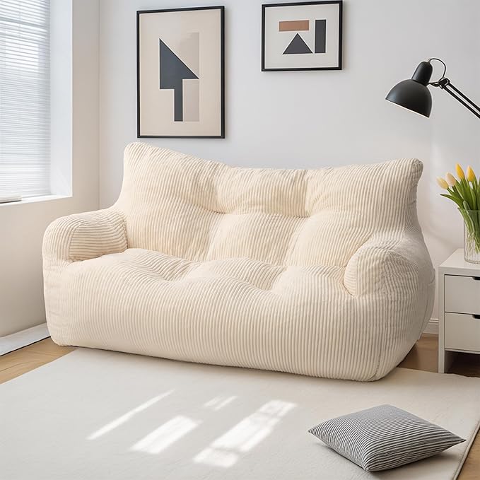 Pamapic Bean Bag Chair, 2 Seat Loveseat Sofa, Ultra Soft Dutch Velvet, Fluffy - Image 7