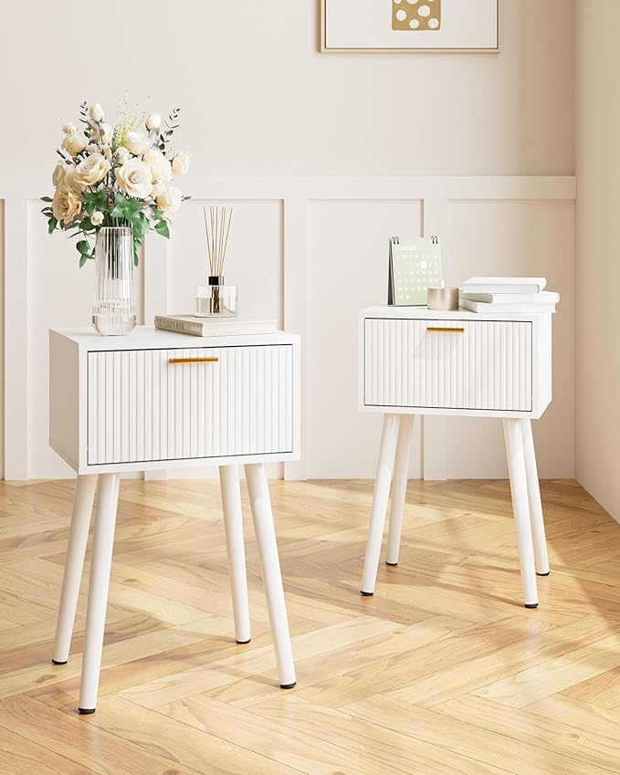 Night Stand Set 2, Small Modern Mid-Century Bedside Table by ASACESCU