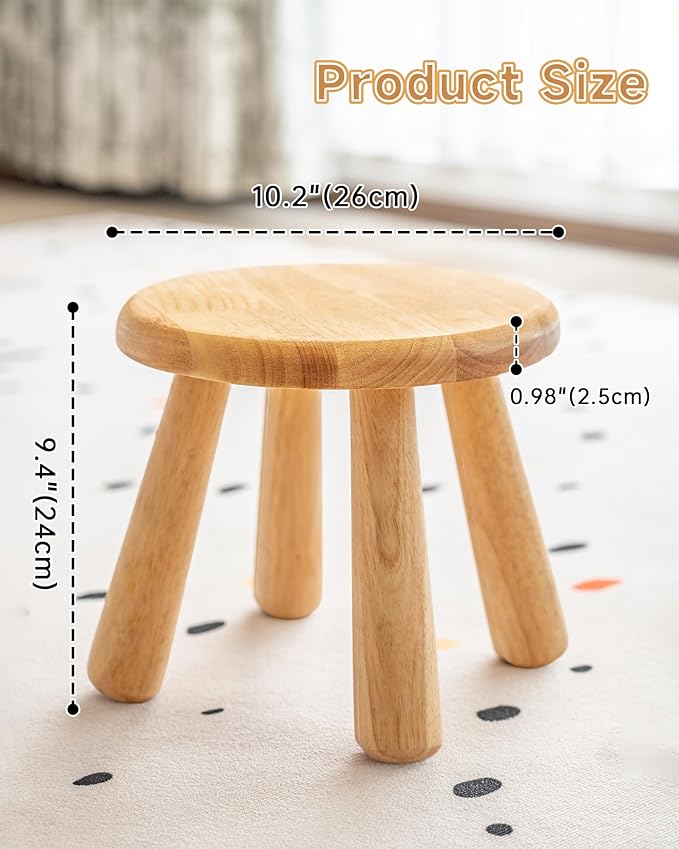 100% Solid Wood Mushroom Step Stool, Small Wooden Stool - Image 2