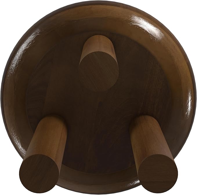 HomePop Walnut Mango Wood 3-Leg End/Side Round Table - Image 6