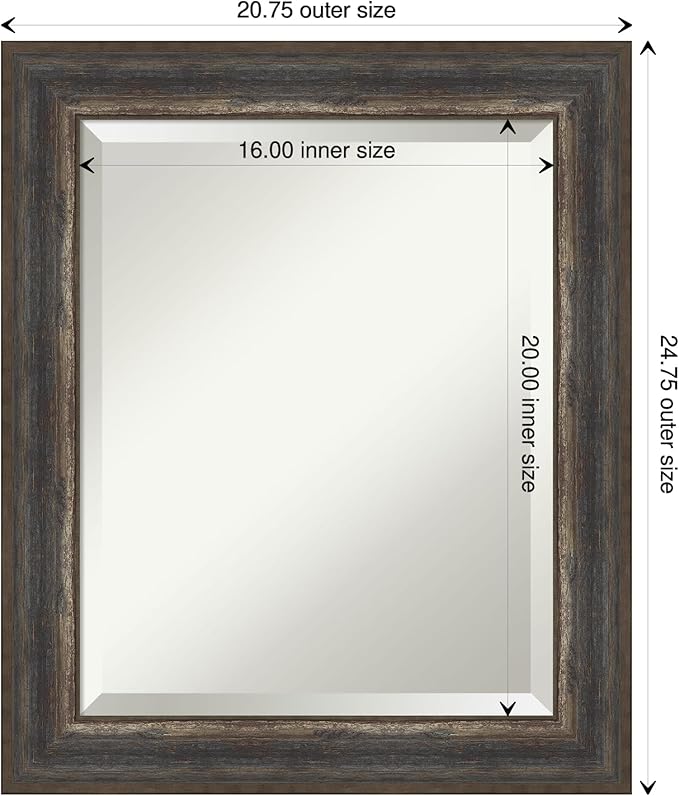 Amanti Art Brown Wall Mirror 25x21 Alta Rustic Char Rectangle Bathroom Mirror - Image 4
