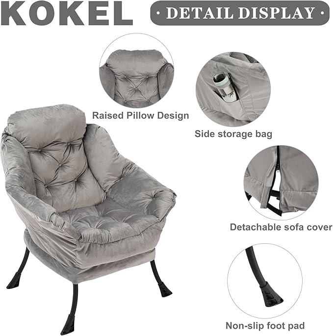 Lazy Chair with Folding Ottoman, Living Room Chairs, Accent Contemporary Lounge - Image 4