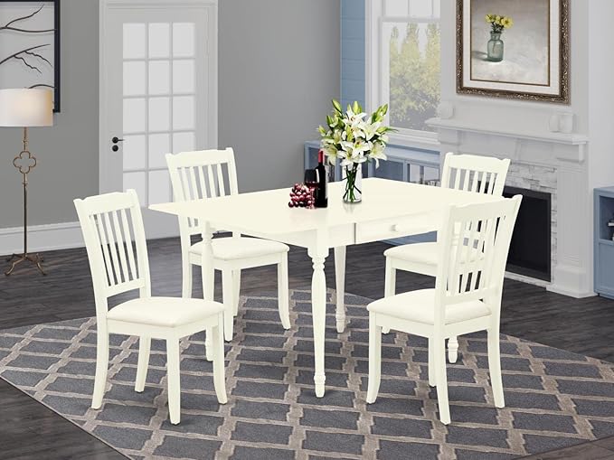 East West Furniture MZDA5-LWH-C 5 Piece Dining Room Table Set Includes a - Image 4