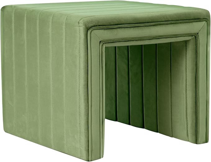 HomePop Modern Channel Tufted Velvet Ottoman Home Décor|Ottoman - Image 6