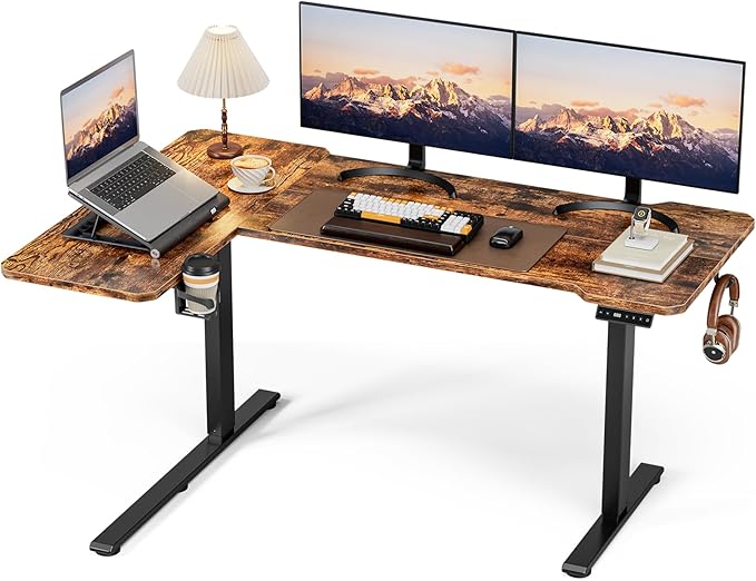 59 Inch L Shaped Standing Desk Adjustable Height, Electric Corner Standing Desk by Acrolix