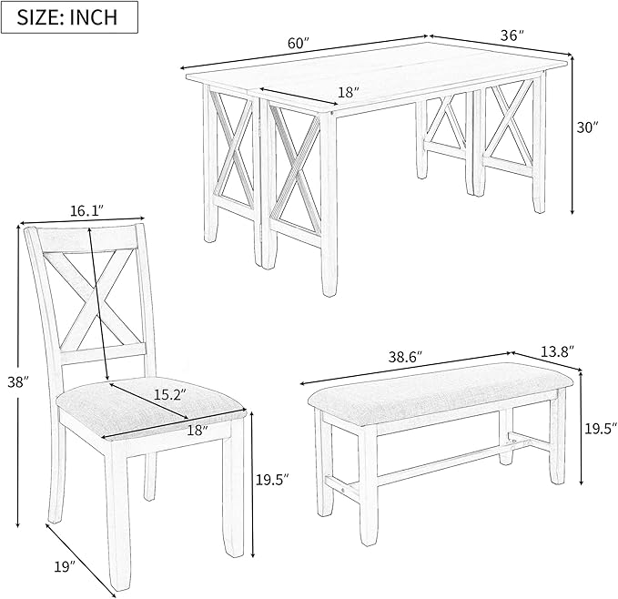 Ball & Cast 6-Piece Dining Table Set, Rectangular Dining Room Foldable Table - Image 2