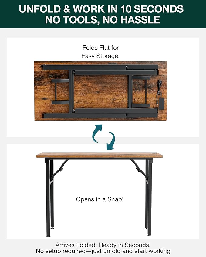 Frylr Small Folding Computer Desk – 43.3 Inch Portable Table - Image 3