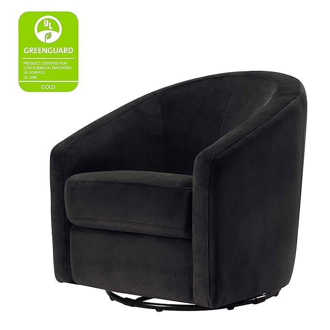 babyletto Madison Swivel Glider in Black Velvet, 61.6 lb - Image 4